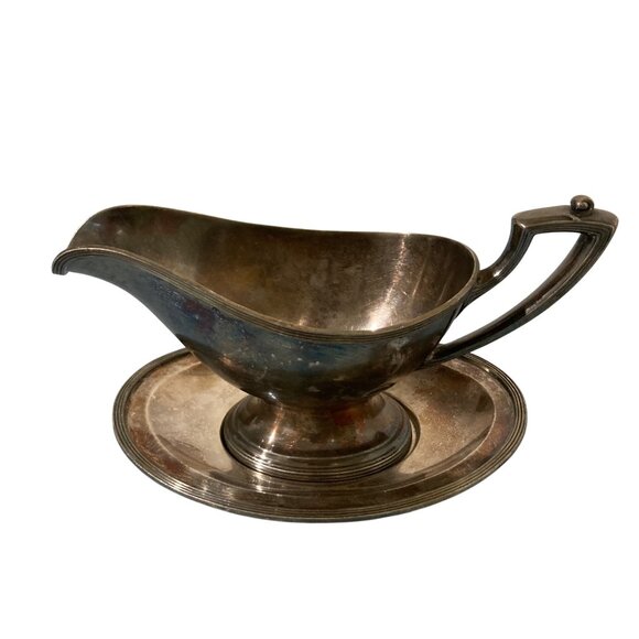 Vintage Silver Plated Gravy Boat With Underplate Set - Picture 1 of 8